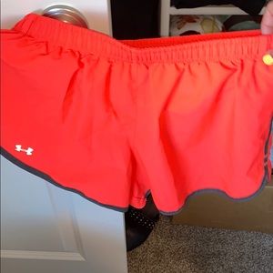 Neon Pink and Grey Under Armour Running shorts